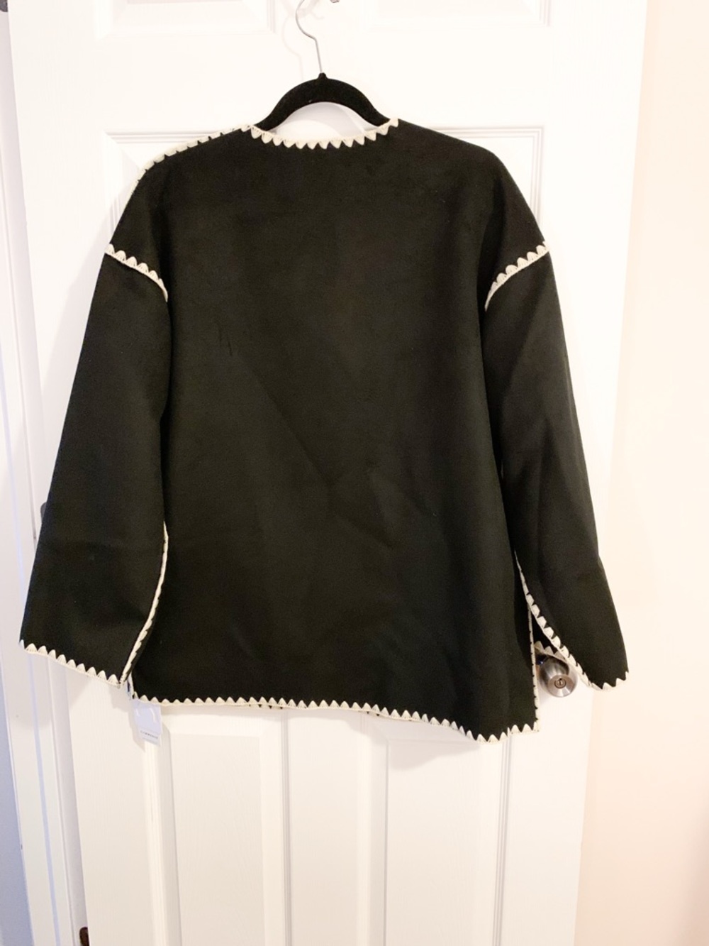 Commense Black Jacket with Cream Trim and Fringe - size M - Picture 4 of 6